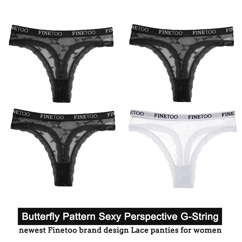 Women's Floral Lace G-String Thongs – 4-Piece Set | Butterfly T-Back Sexy Underwear (S–XL)
