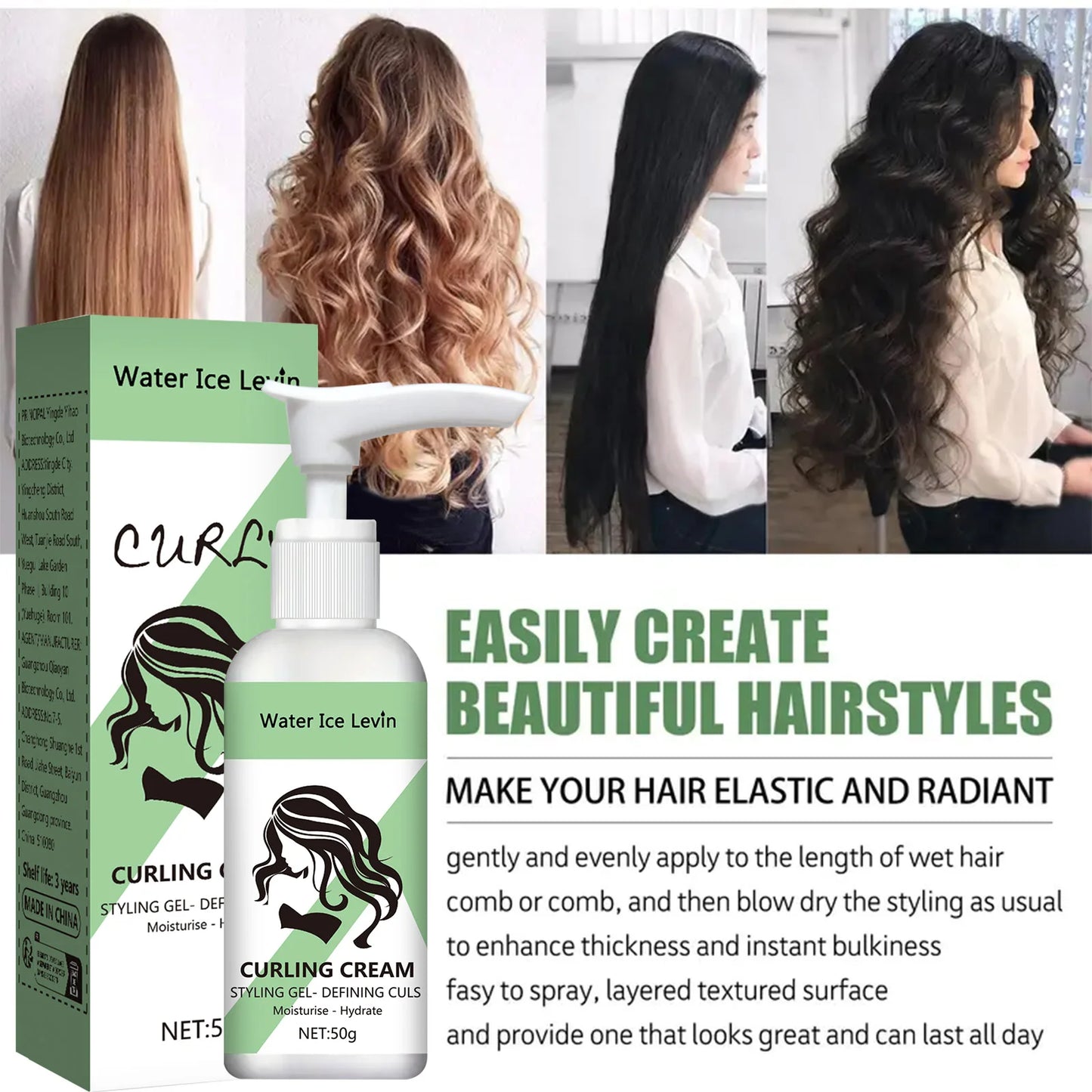 Curly Hair Cream Moisturizing Curly Hair Elasticity Styling Curly Hair Elasticity Conditioner Neutral Suitable for All Hair Types