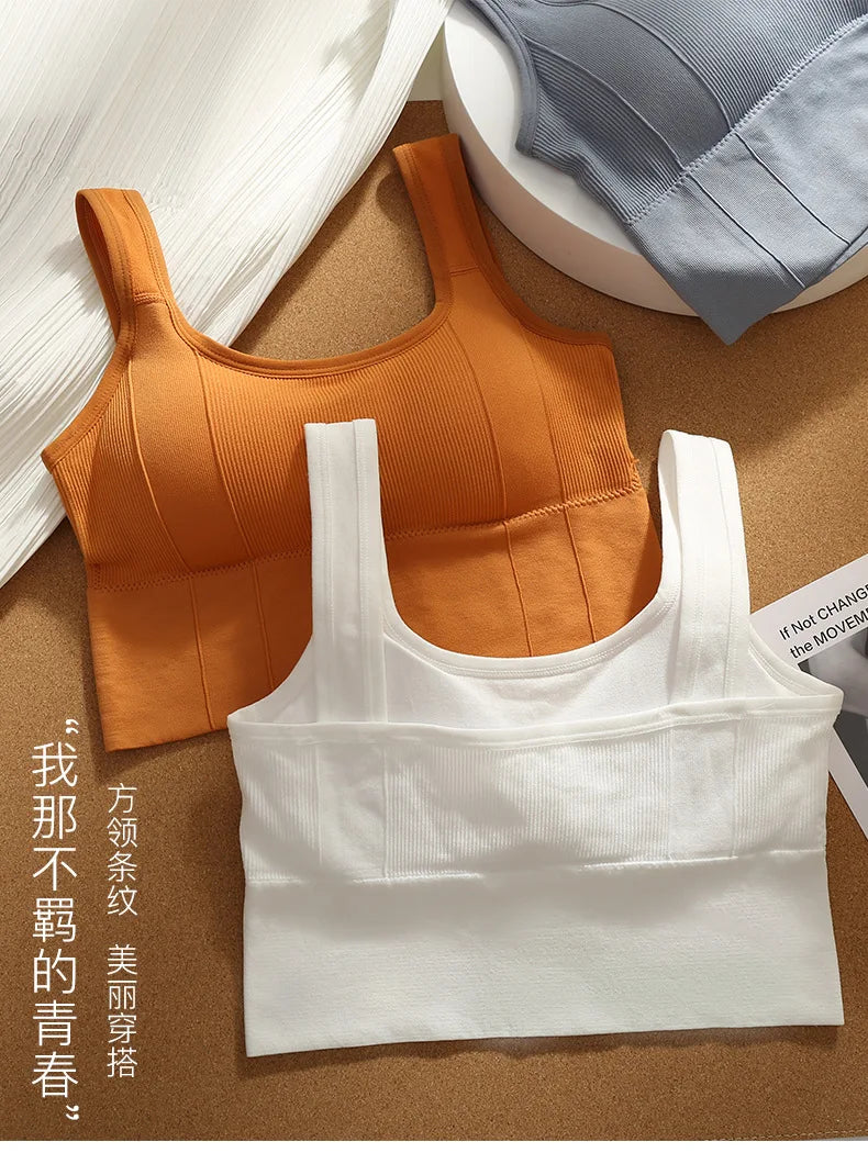Women's Letter Print Bandeau Sports Bra – Wire-Free Padded Top | Gym Yoga Sleep