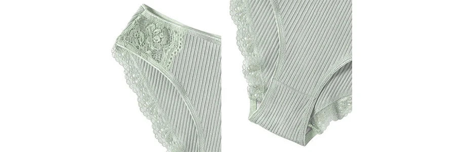 FINETOO 7PCS Cotton Underwear Women's Panties Set Comfort Underpants Floral Lace Briefs For Woman Sexy Low-Rise Pantys Intimates