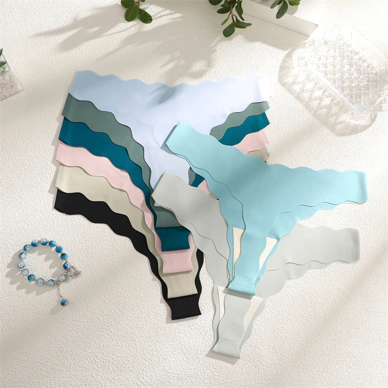 5Pcs Women's Seamless Comfy Thong Panties for Women Sport Running Underwear Set Sexy Low-Rise Solid V-Strings Invisible Lingerie
