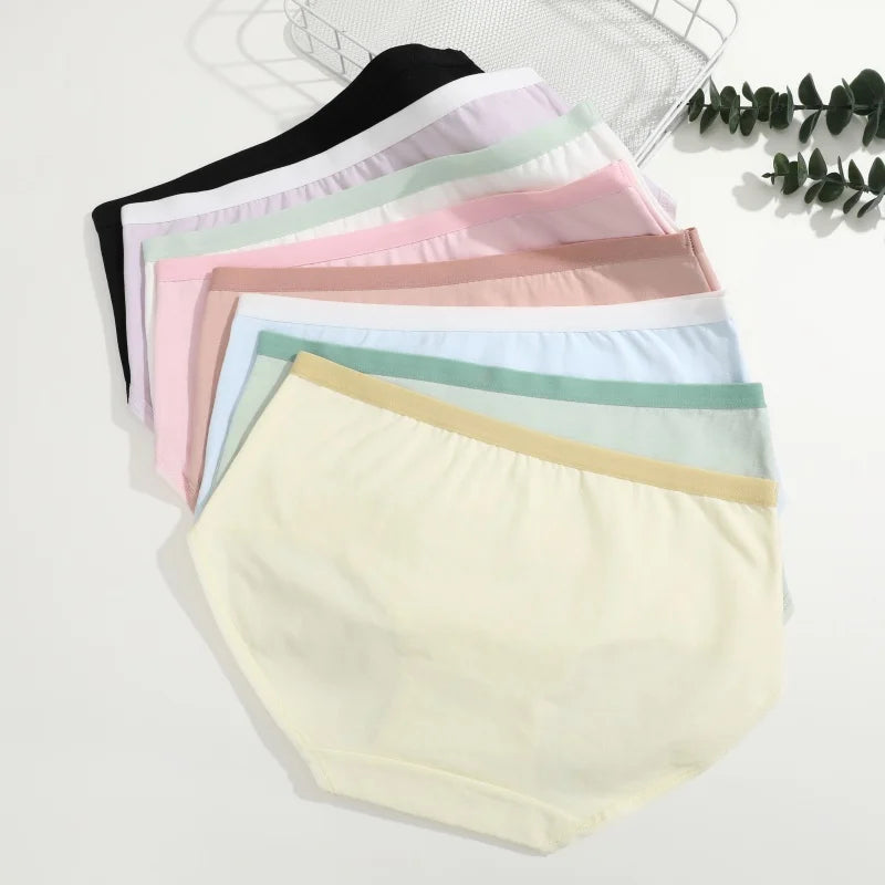 3-Pack Seamless Cotton Brief Panties – Soft Low-Rise Everyday Underwear for Women (S–XL, 8 Color Sets)