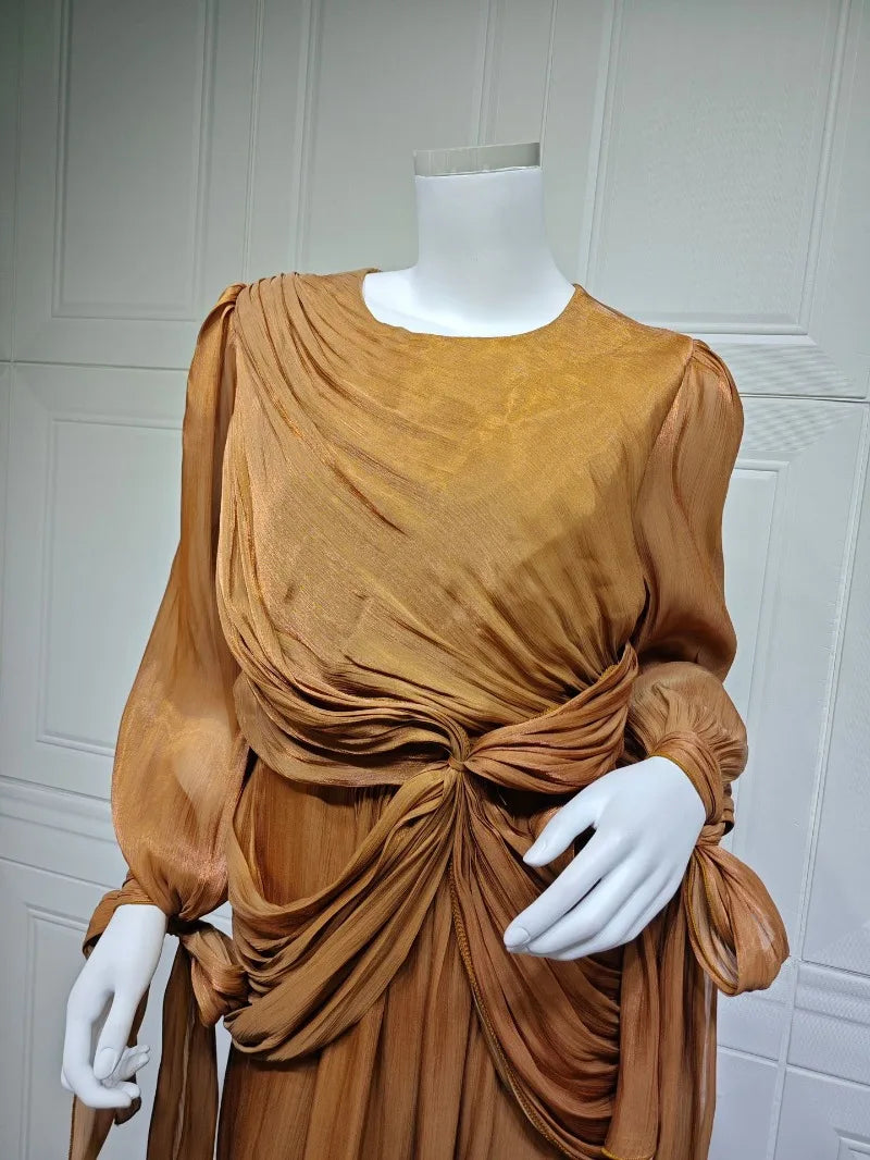 Ramadan Arabic Muslim Modest Satin Abaya for Women Elegant Eid Dubai Fit-and-flare Dress Islam Holiday Outfit Turkey Kaftan Robe