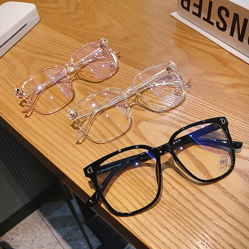Oversized Square Myopia Glasses | Black, Pink & Clear Frames
