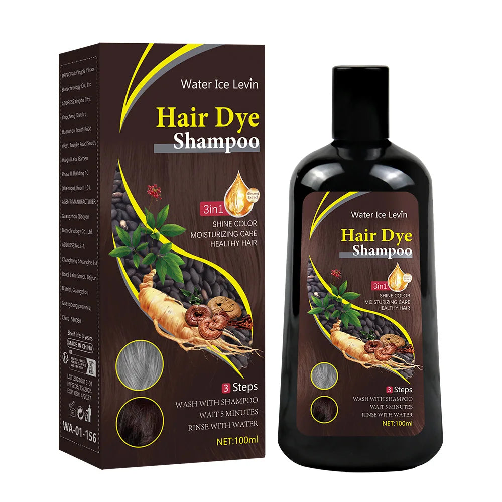 3-in-1 Dark Brown Hair Dye Shampoo – Herbal Gray Coverage, Color & Condition in 15 Minutes | 100ml/200ml