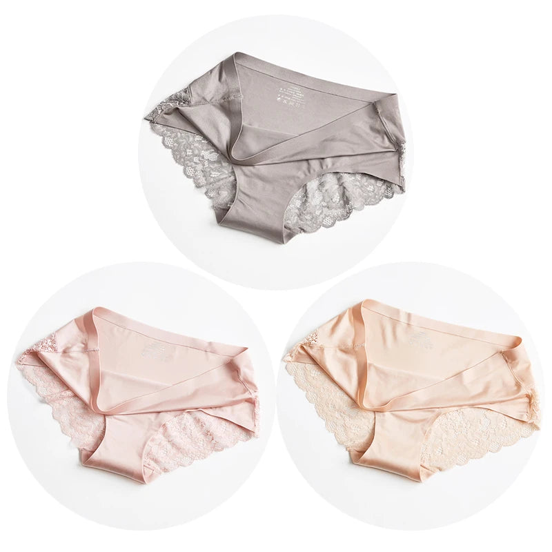 3-Pack Lace Panties Set – Soft, Stretchy Low-Rise Briefs for Women | M–4XL