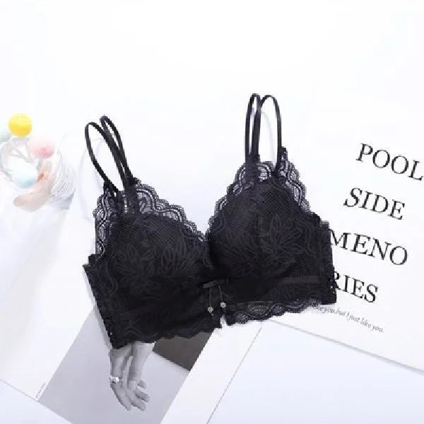 Women's Deep V Sexy Push Up Bra for Small Flat Chest | Ultra-Thick 3D Cup Lingerie with Gathered Back | Wire-Free Beaded Bra Set (32–38 / 70–85 AB)