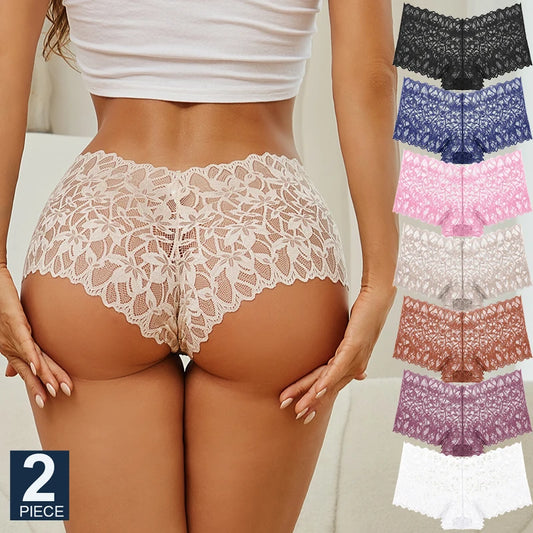 Women's Lace Boyshorts – 3-Pack Mid-Rise Floral Underwear | Soft Everyday Shorts Panties (S–XL)