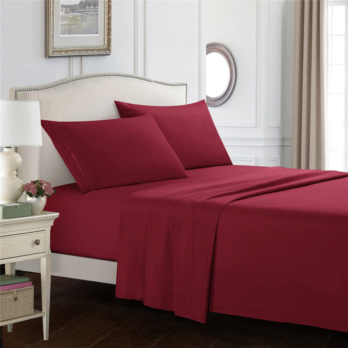 4-Piece Brushed Microfiber Bed Sheet Set with Deep Pockets