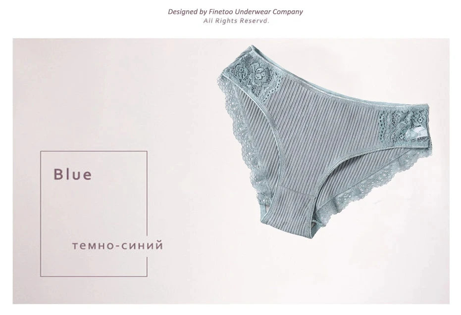 FINETOO 7PCS Cotton Underwear Women's Panties Set Comfort Underpants Floral Lace Briefs For Woman Sexy Low-Rise Pantys Intimates