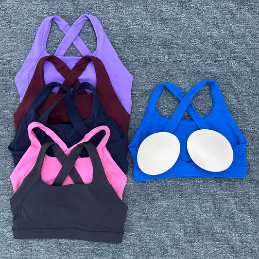 Cross Back Sports Bra – Stretch Gym Top for Running, Yoga & Fitness Training