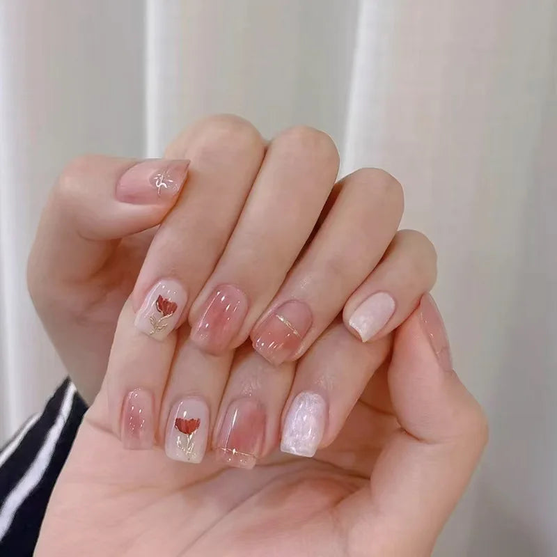 Galaxy Glitter Press-On Nails – Star & Cat-Eye Designs, 24 Pieces