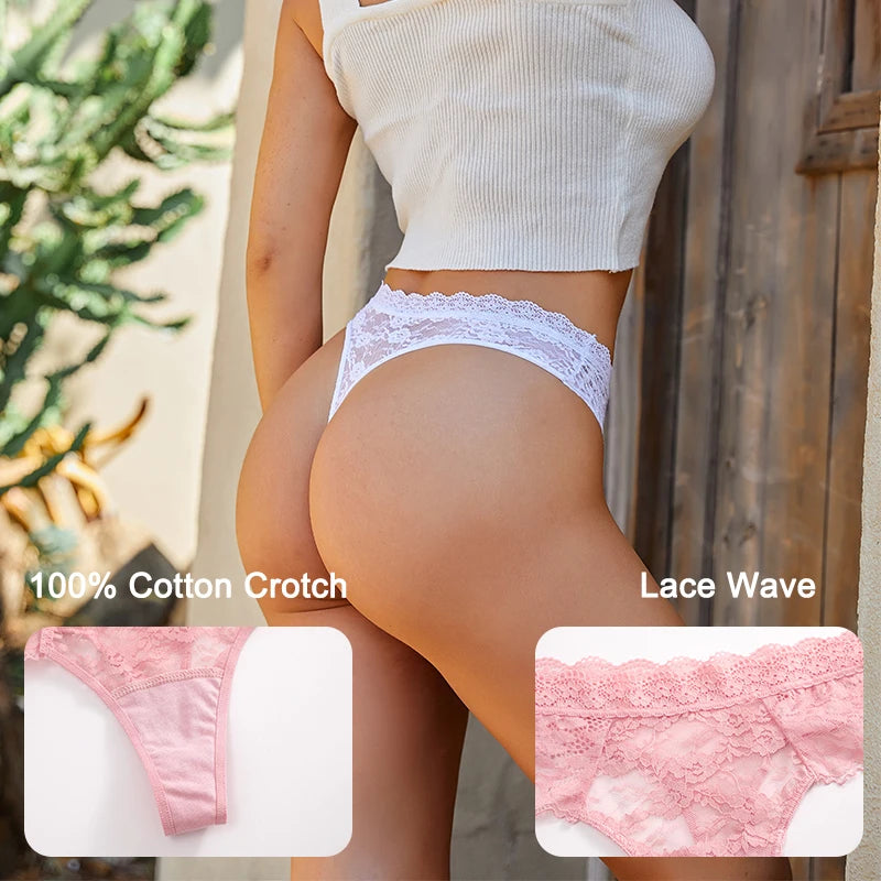 FINETOO 3PCS/Set S-XL Women Sexy Panties G-string Sexy Woman's Underwear Girl Lace Lingerie Female Bikini Lady Thong Intimates
