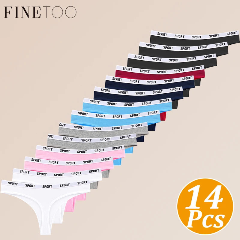 Women's Cotton Thong Underwear – 14-Pack Low-Rise Breathable Panties with Sport Waistband (S-XL)