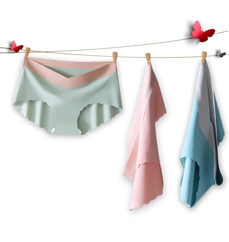 4pcs Summer Seamless Panties Ice Silk Female Pregnanc Underwear Women Low-Waist Briefs Large Size Maternity Panty Sexy Lingerie