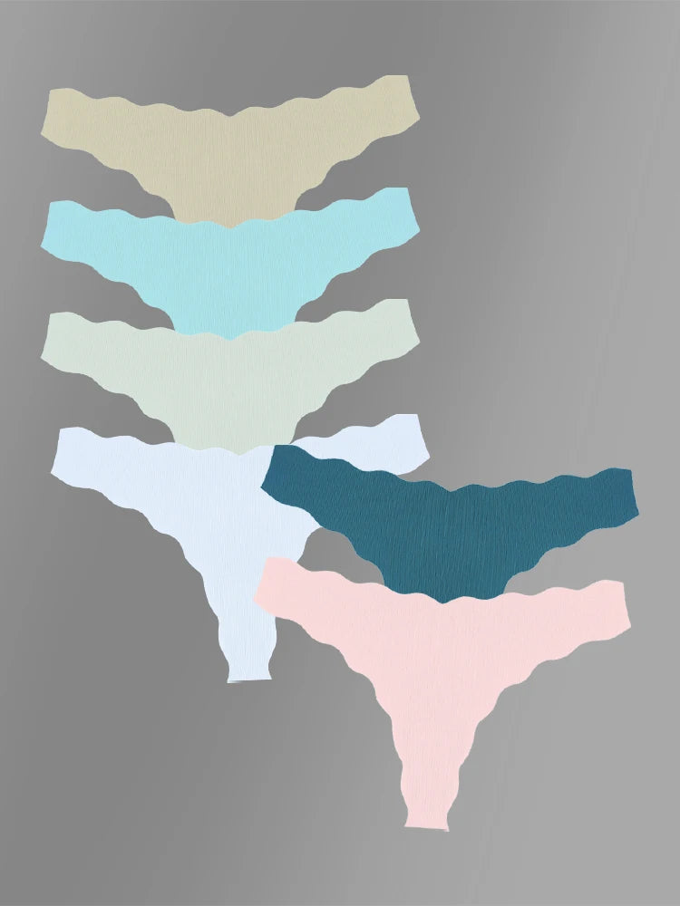 6-Pack Seamless Ruffled Thongs — Ultra-Soft Low-Rise G-String Panties