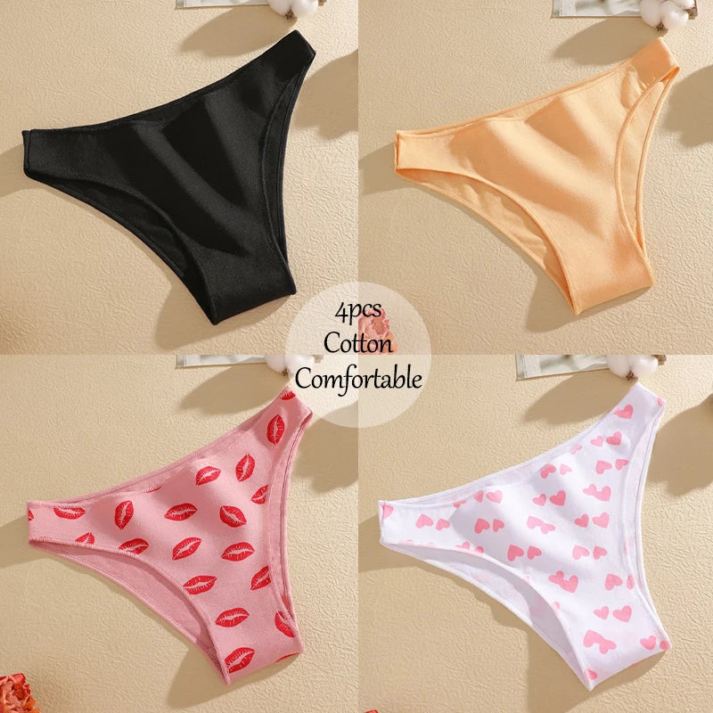4-Pack Cotton Low-Rise Briefs – Soft Breathable Everyday Underwear for Women (M–2XL, 19 Color Sets)