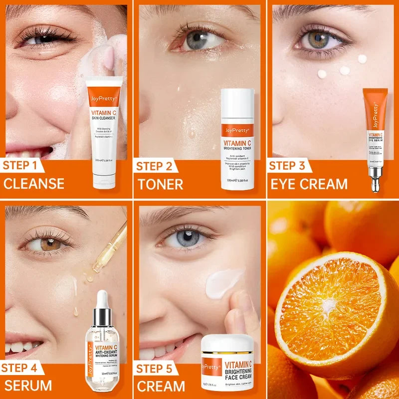 Vitamin C Brightening Skincare Set – Dark Spot Removal, Whitening & Deep Hydration