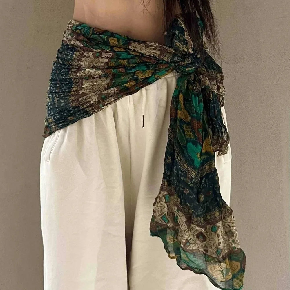 New Leopard Print Hip Scarf Bohemian Style Multifunctional Belt Accessory Vintage Waist Chain Women's Accessory