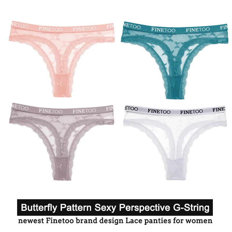 Women's Floral Lace G-String Thongs – 4-Piece Set | Butterfly T-Back Sexy Underwear (S–XL)