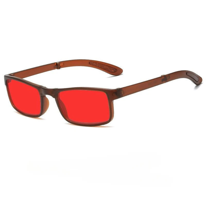 Foldable Rectangular Glasses | Orange & Red Lens Options