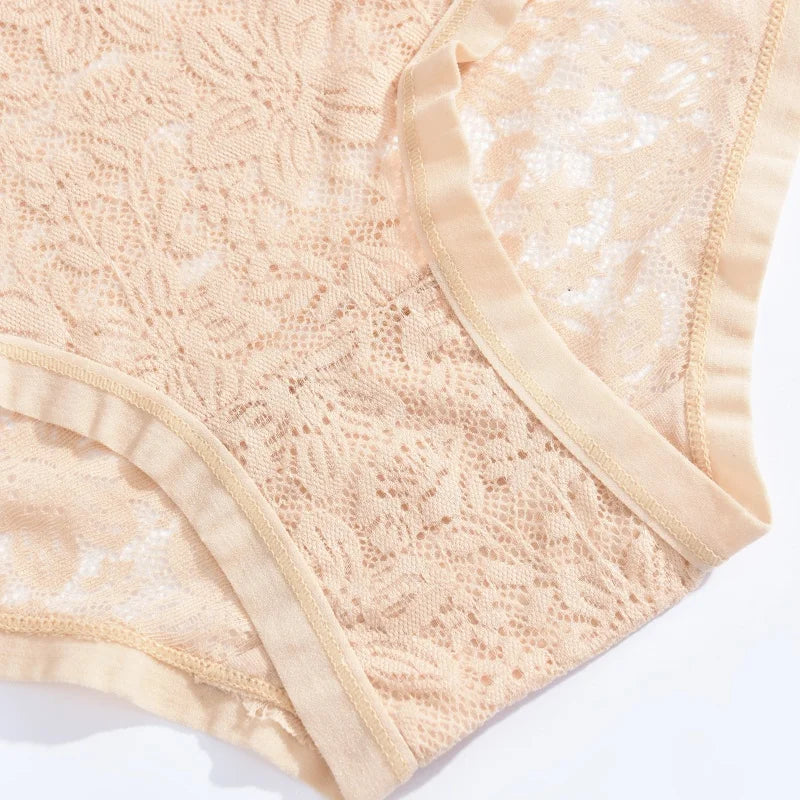 Hollow-Out Floral Lace Brief Panties – Sexy Low-Rise Underwear for Women (S–2XL, 6 Colors)