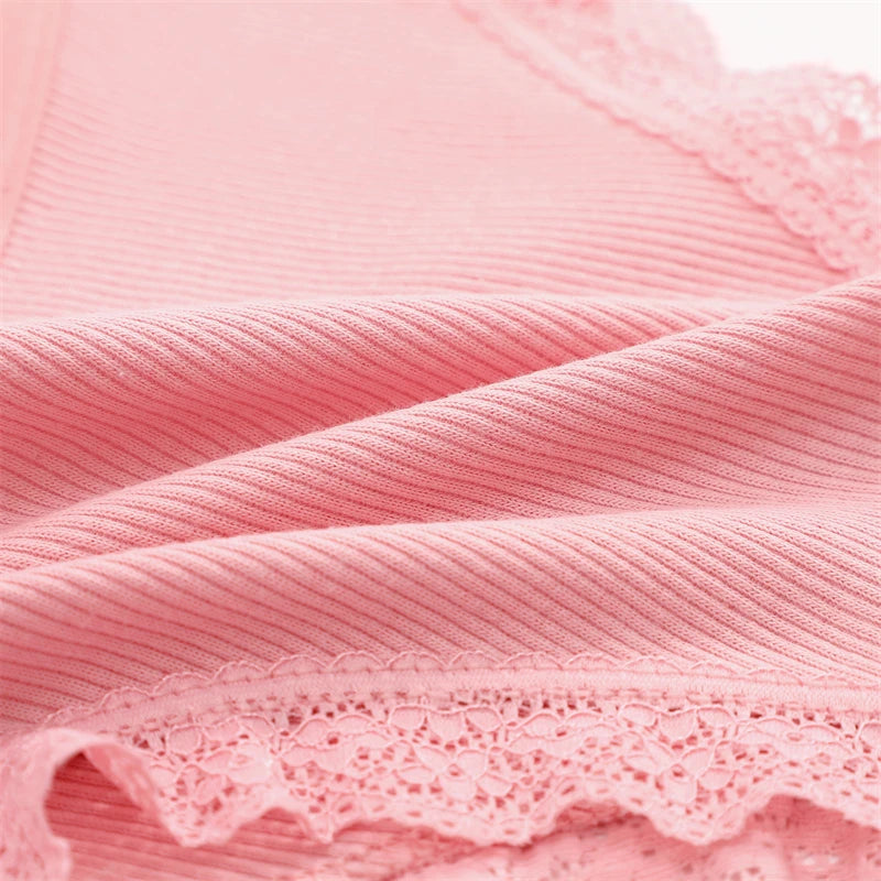 FINETOO 6PCS Women's Cotton Lace Underwear Sexy Crossed Belts Brazilian Panties Female Low Rise Breathable Briefs Soft Lingerie