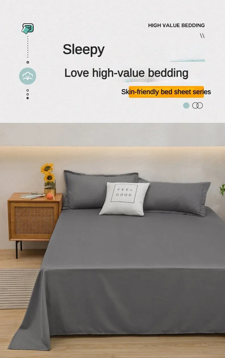 Soft Polyester Flat Bed Sheet, Solid Color Top Sheet