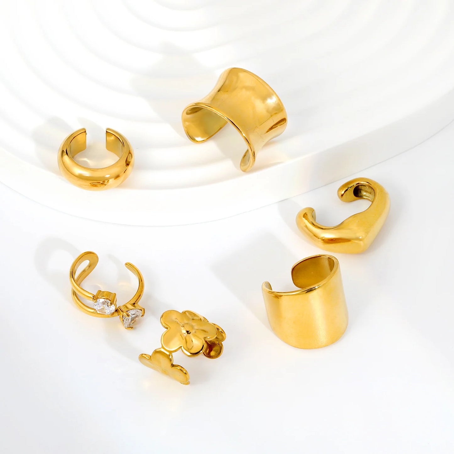 Zircon Ear Cuff – Minimalist 18K Gold-Plated Stainless Steel Clip Earring