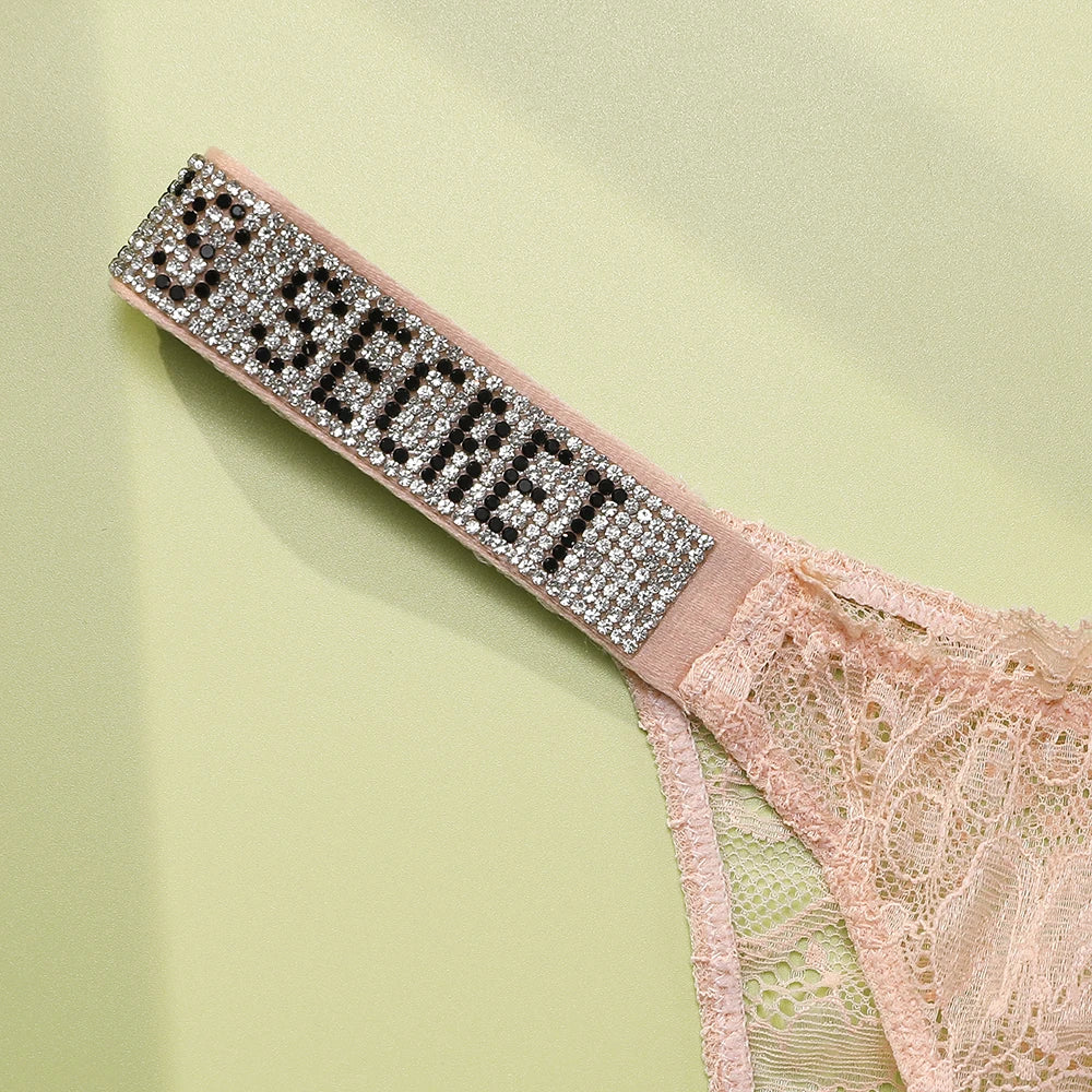 Women's Soft Gathered Padded Lace Trim Bra & Panty Set – Breathable Seamless Lingerie