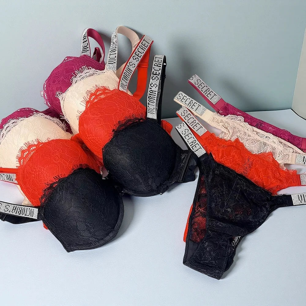 Women's Seamless Lace Bra & Panty Set – Underwire, Padded, Adjustable Lingerie Set