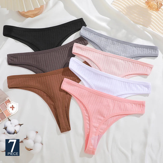 Women's Cotton G-String Thong – 7-Pack Low-Rise Sexy Panties | Soft Everyday Intimates (S–XL)