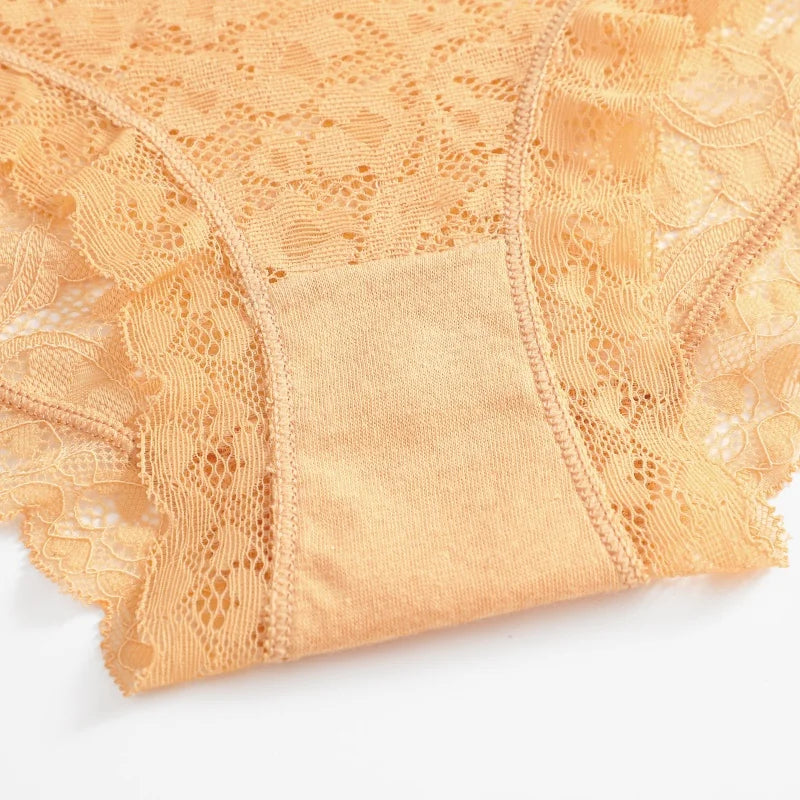 4-Pack High-Waist Lace Panties – Soft Breathable Hollow Briefs for Women (S–3XL, 9 Color Sets)