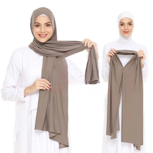 Women's Premium Jersey Instant Hijab – Stretchy Plain Scarf Shawl | Muslim Turban Headband