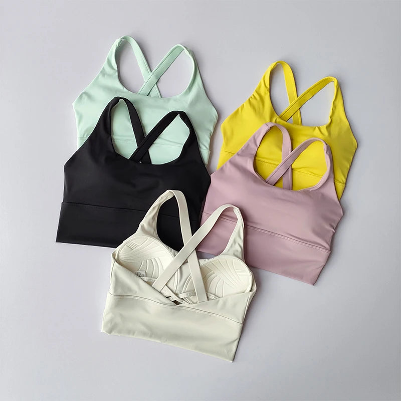 Fixed Pad Sports Bra Underwear High-strength Professional Shockproof  Running Bra Gym Push Up Lingerie Yoga Fitness Bra