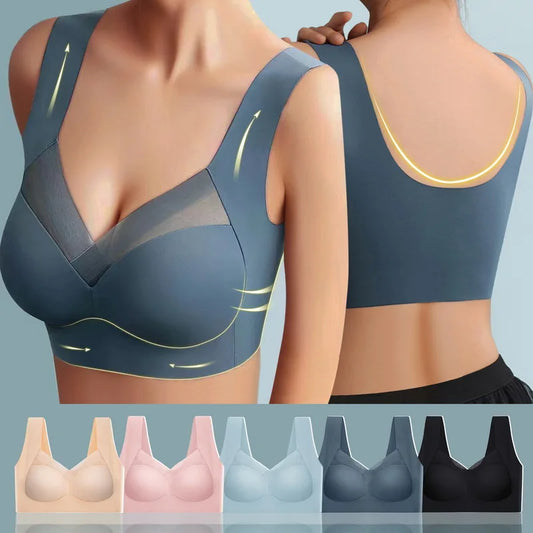 Women's Breathable Mesh Sports Bra – Push-Up Padded Vest | Inner Support Gym Bra