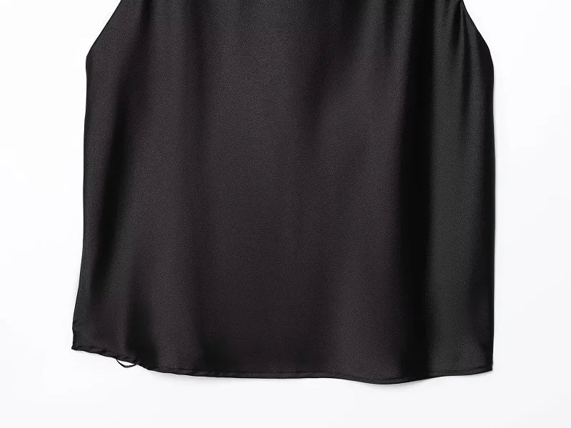 Satin Halter Cowl-Neck Backless Top — Women's Camisole