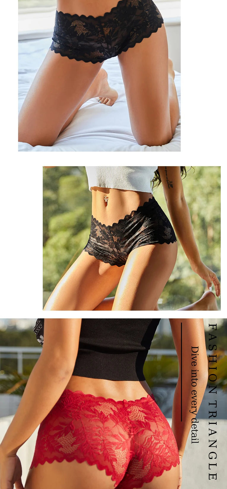 3-Pack Ice Silk Lace Boyshort Briefs – Seamless Low-Rise Underwear for Women (S–XL, 6 Color Sets)