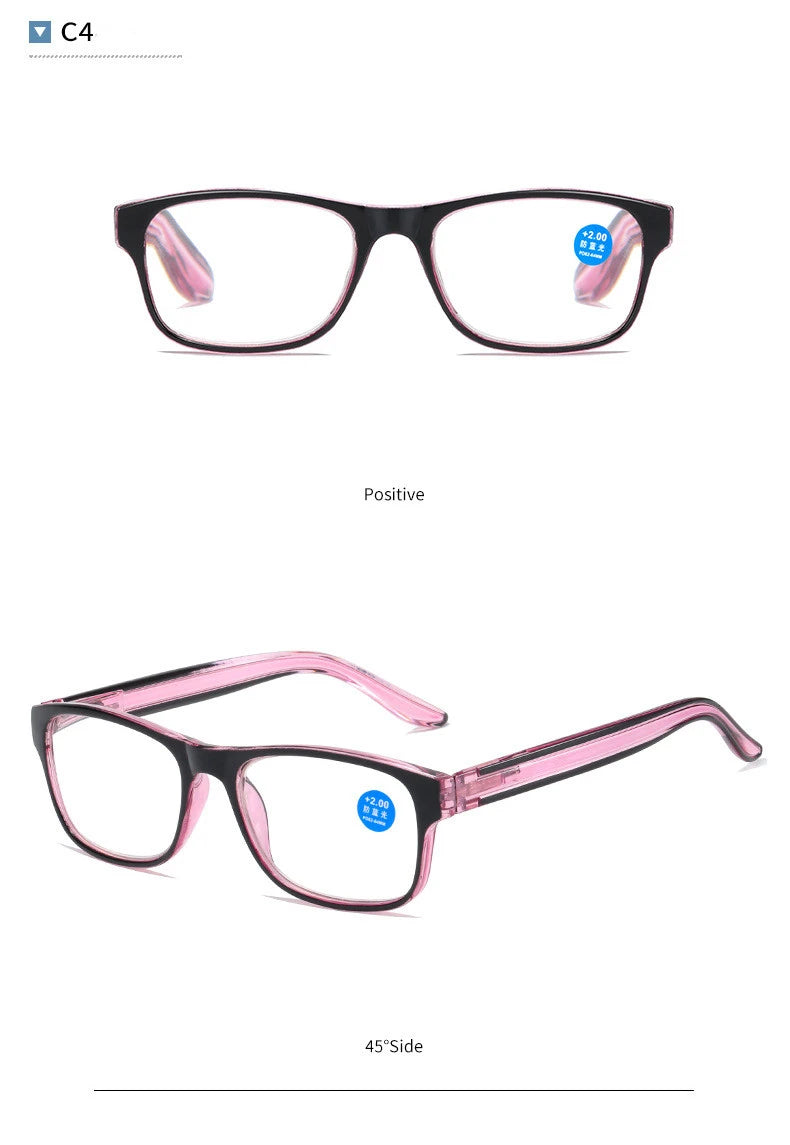 Square Reading Glasses | 4 Frame Colors, +1.00 to +4.00
