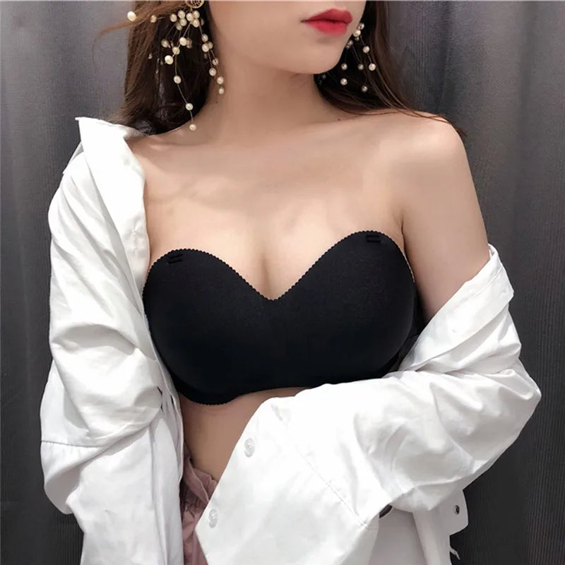 Women's Invisible Strapless Bra – Seamless Wireless Push Up Bralette