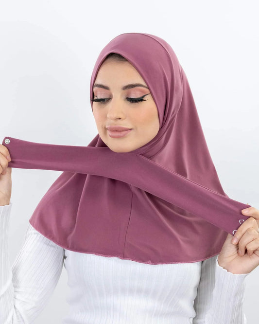 Women's Premium Instant Hijab – Full Cover Jersey Scarf with Tie-Back Buttons | Muslim Turban Cap