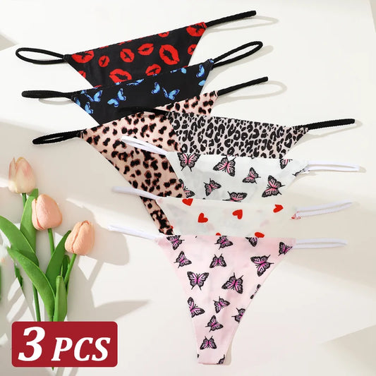 3-Pack Printed Panties – Seamless Low-Rise Underwear for Women (XS–XL, 11 Print Sets)