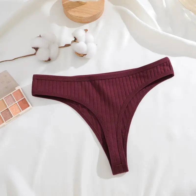 7Pcs/Set Cotton Thread Thongs Underwear Seamless Breathable Bikini T-Back G-Strings Panties Female Low Waist Sexy Lingerie S-XL