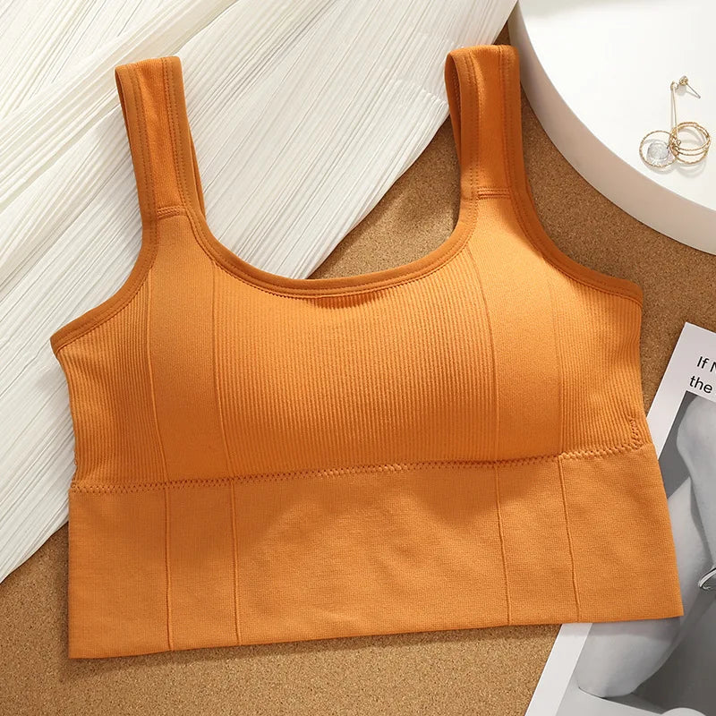 Women's Letter Print Bandeau Sports Bra – Wire-Free Padded Top | Gym Yoga Sleep