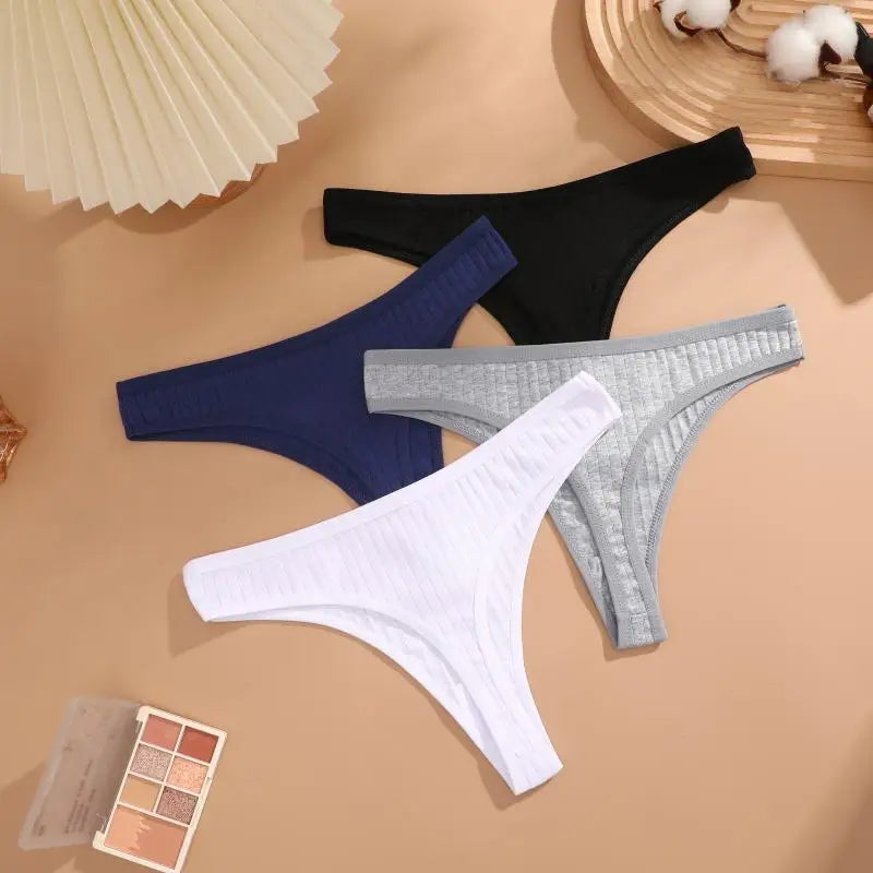7Pcs/Set Cotton Thread Thongs Underwear Seamless Breathable Bikini T-Back G-Strings Panties Female Low Waist Sexy Lingerie S-XL