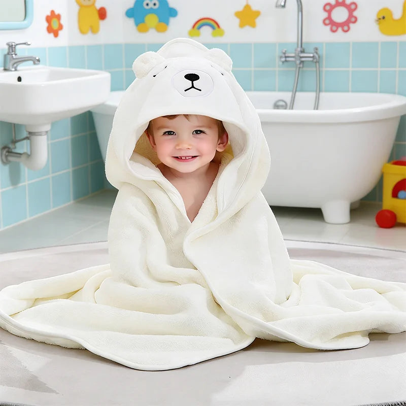 Cute Animal Baby Bath Towel – Soft, Absorbent Hooded Wrap for Newborns & Toddlers (80x80cm)