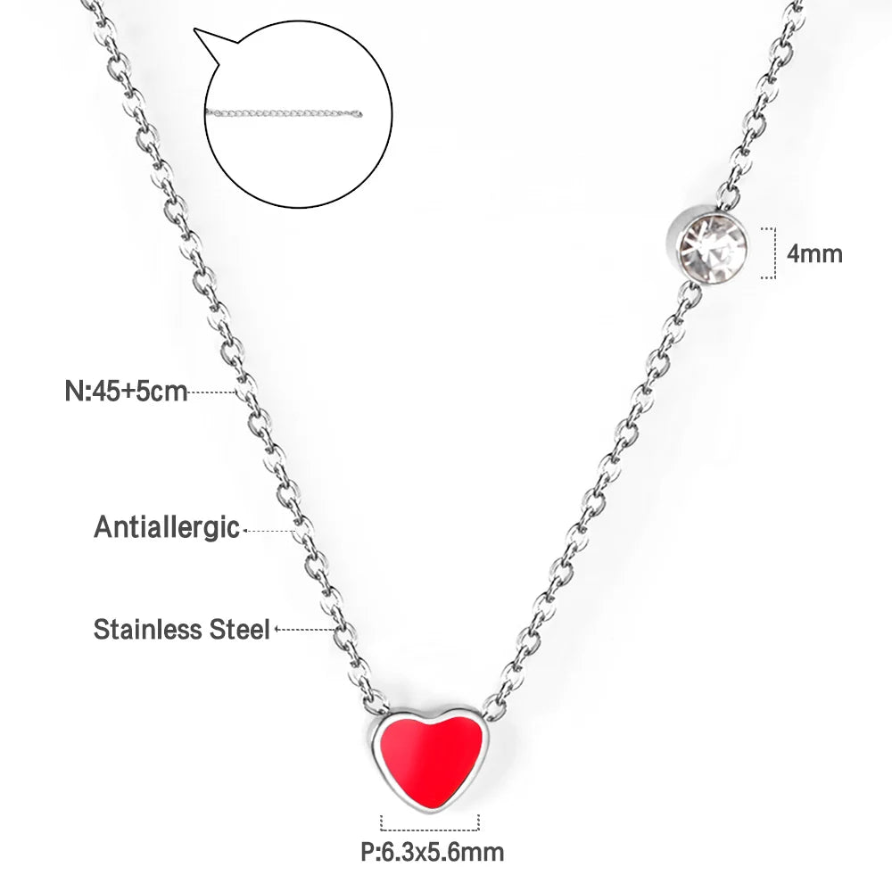 Heart Pendant Necklace – Stainless Steel Clavicle Choker for Women & Girls