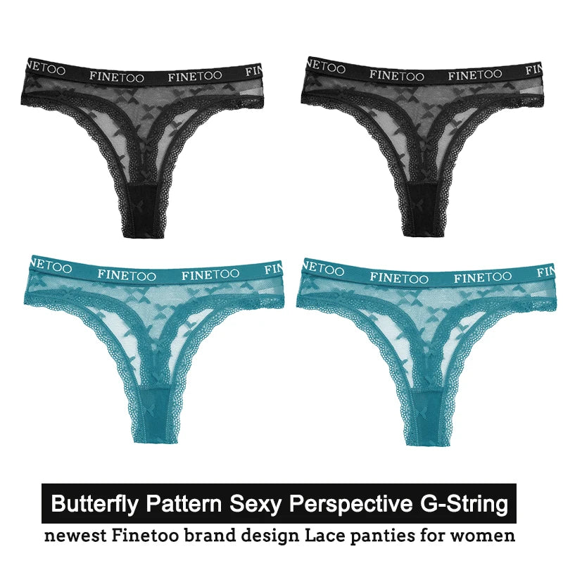 Women's Floral Lace G-String Thongs – 4-Piece Set | Butterfly T-Back Sexy Underwear (S–XL)