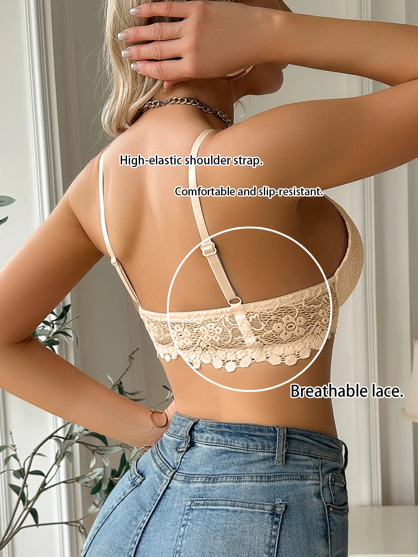 Floral Lace Front-Closure Push-Up Bra — Underwire Gathering | Women's Bra