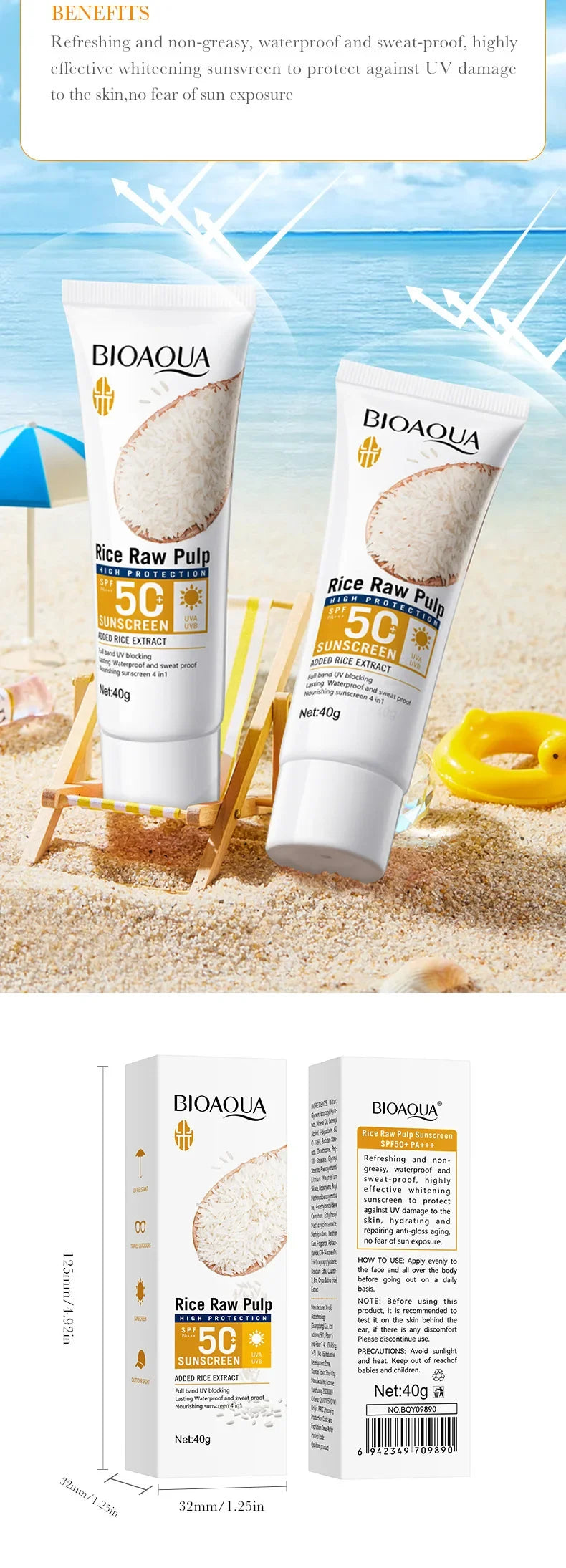 SPF 50+ Facial & Body Sunscreen Cream – Lightweight, Non-Greasy, Long-Lasting UV Protection